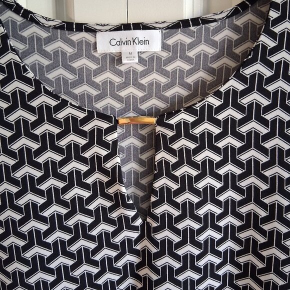 Calvin Klein 3/4 Sleeve Black & White Blouse Women's Size M - Picture 3 of 9
